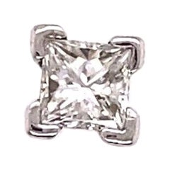 Boucle d'oreille simple en or blanc 18 carats, diamant naturel de 0,43 carats, taille princesse