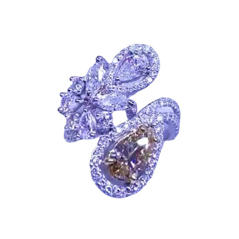 Certificado GIA 1.50 Ct Amarillo Fancy  Marrón  Anillo de oro de 18 quilates con diamantes de 2,89 quilates