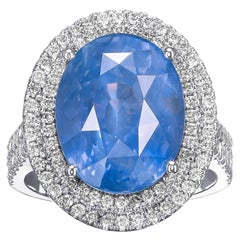 NO RESERVE!  BURMA NO HEAT 14.35ct Sapphire & 1.30Ct Diamonds - 18K W Gold Ring