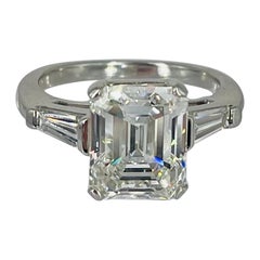 J. Birnbach 4.03 ct Emerald Cut Diamond Engagement Ring with Tapered Baguettes