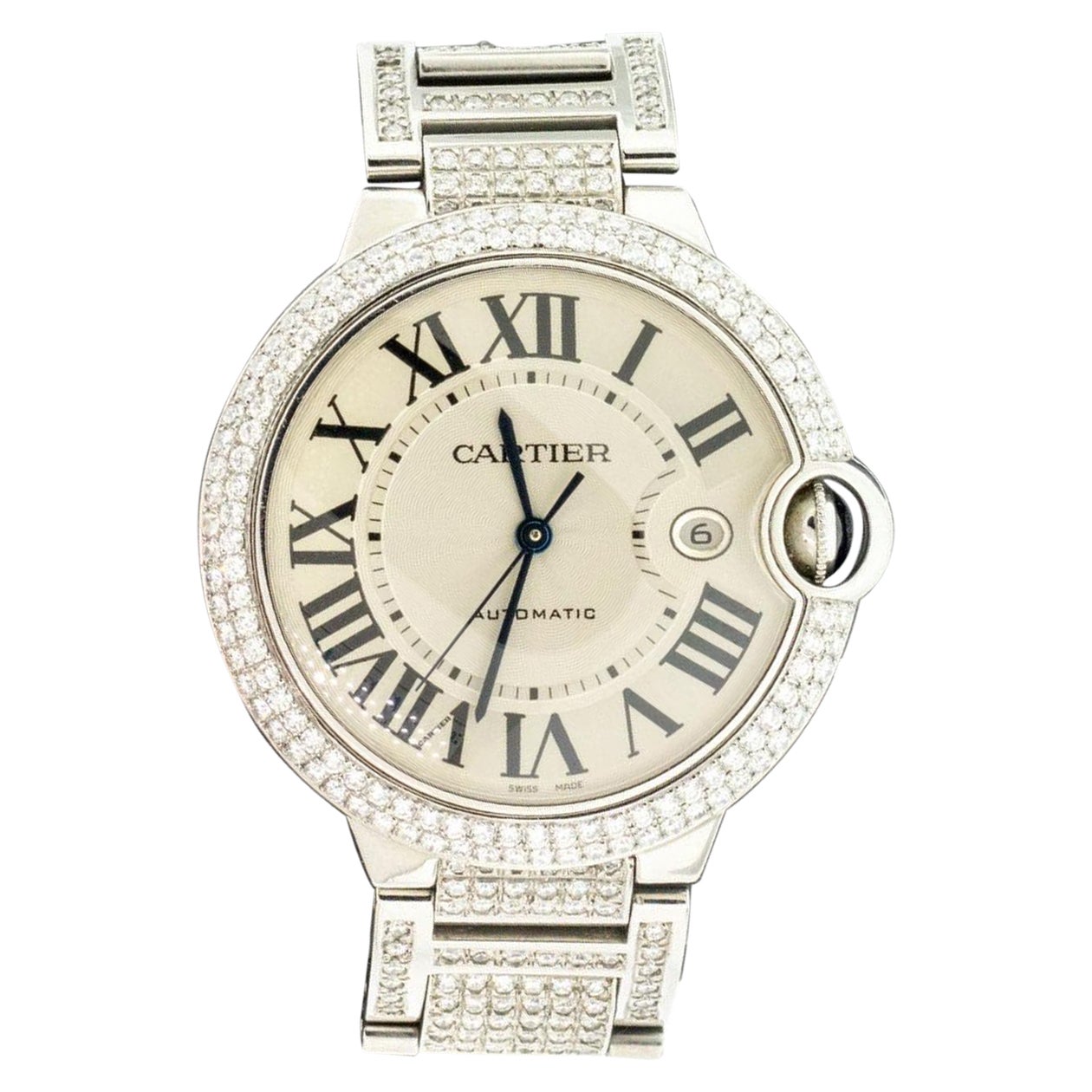 Cartier Ballon Bleu Stainless Steel Bust Down 42mm Watch AM Diamonds For Sale