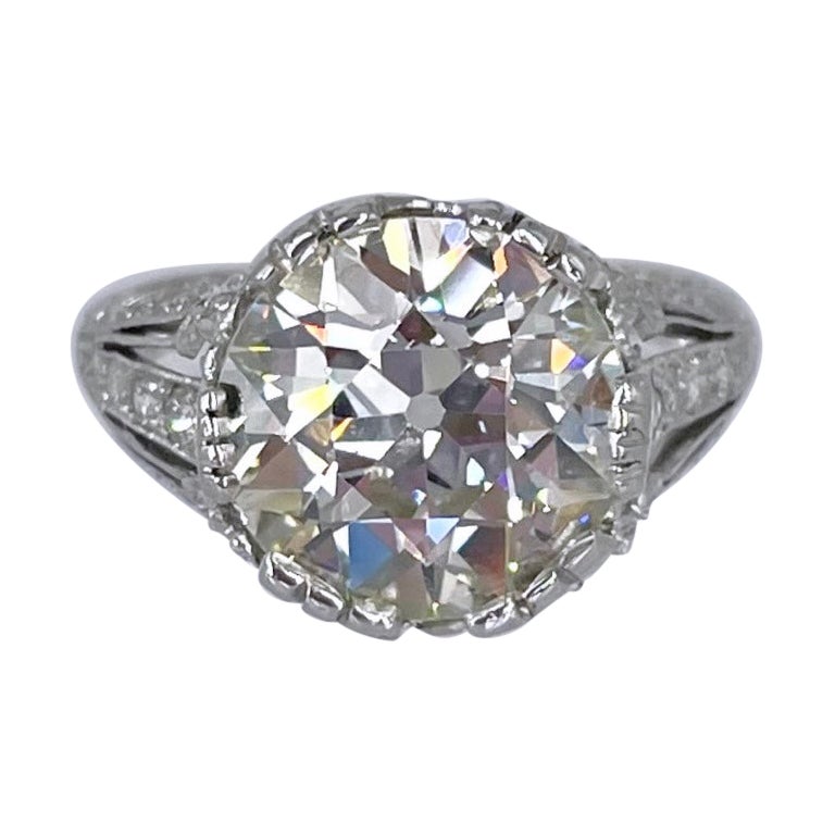 J. Birnbach 5.57 carat European Cut Diamond Art Deco Filigree Engagement Ring