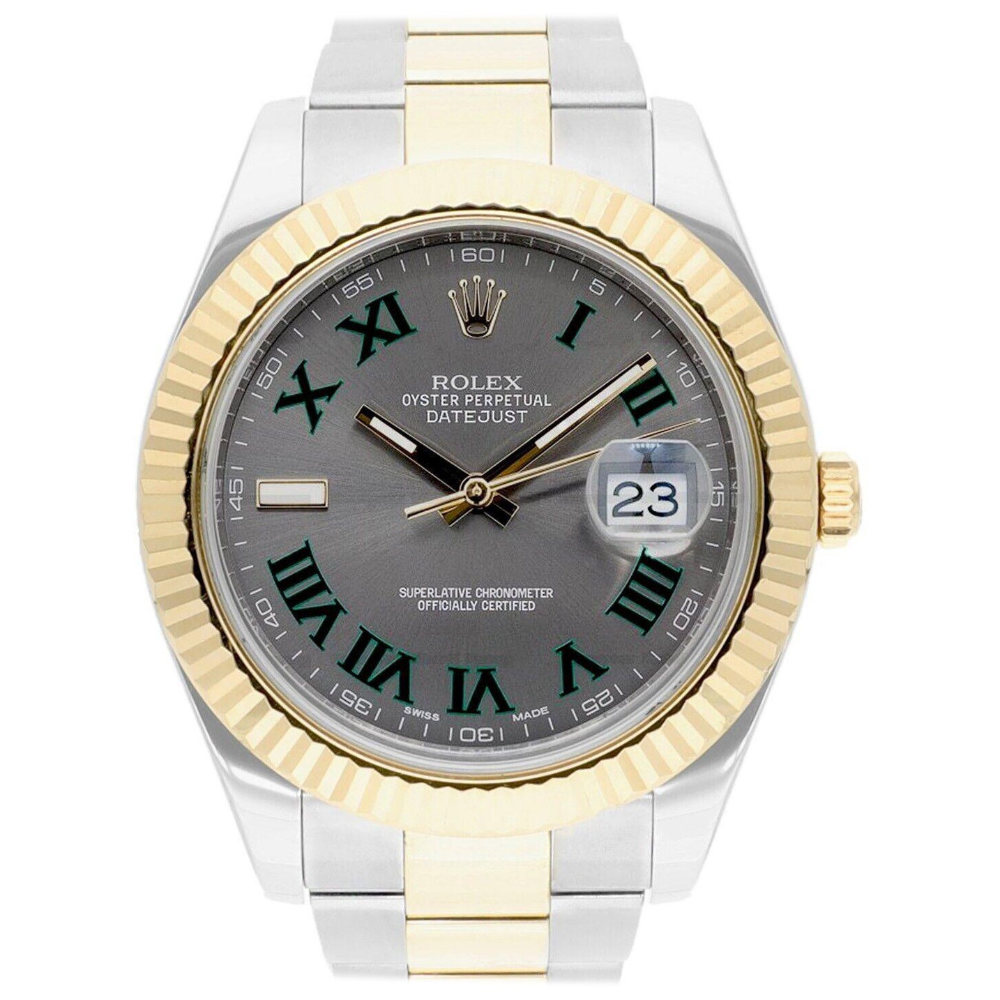 Rolex Datejust II 41mm 116333 Wimbledon Dial Two Tone Oyster With Papers For Sale