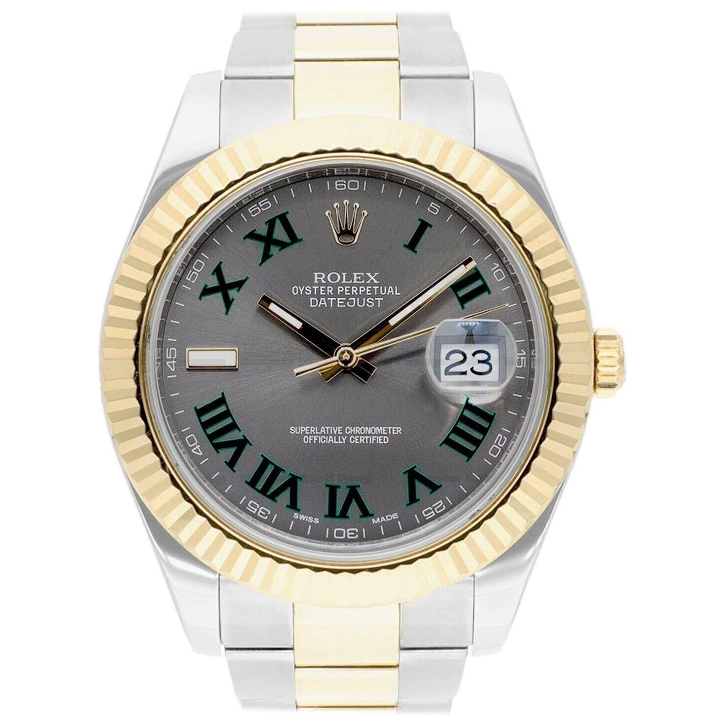 Rolex Datejust II 41mm 116333 Wimbledon Zifferblatt zwei Tone Oyster mit Papieren