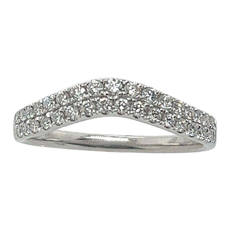 2-Row Curved Diamond Ring Set with 0.34ct Round Diamonds in 9ct White Gold