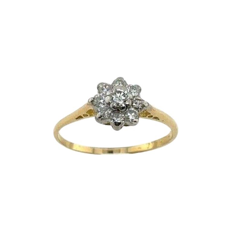 Vintage Diamond Cluster Ring Set with 0.25ct in 18ct Yellow & White Gold For Sale