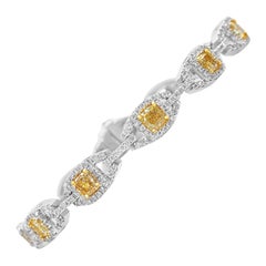 NO RESERVE!  -  6.48cttw Fancy & 2.05cttw Colorless Diamonds 18K Gold Bracelet