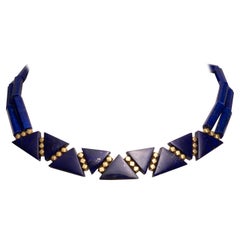 Halskette aus Lapislazuli und 18 Karat Gold