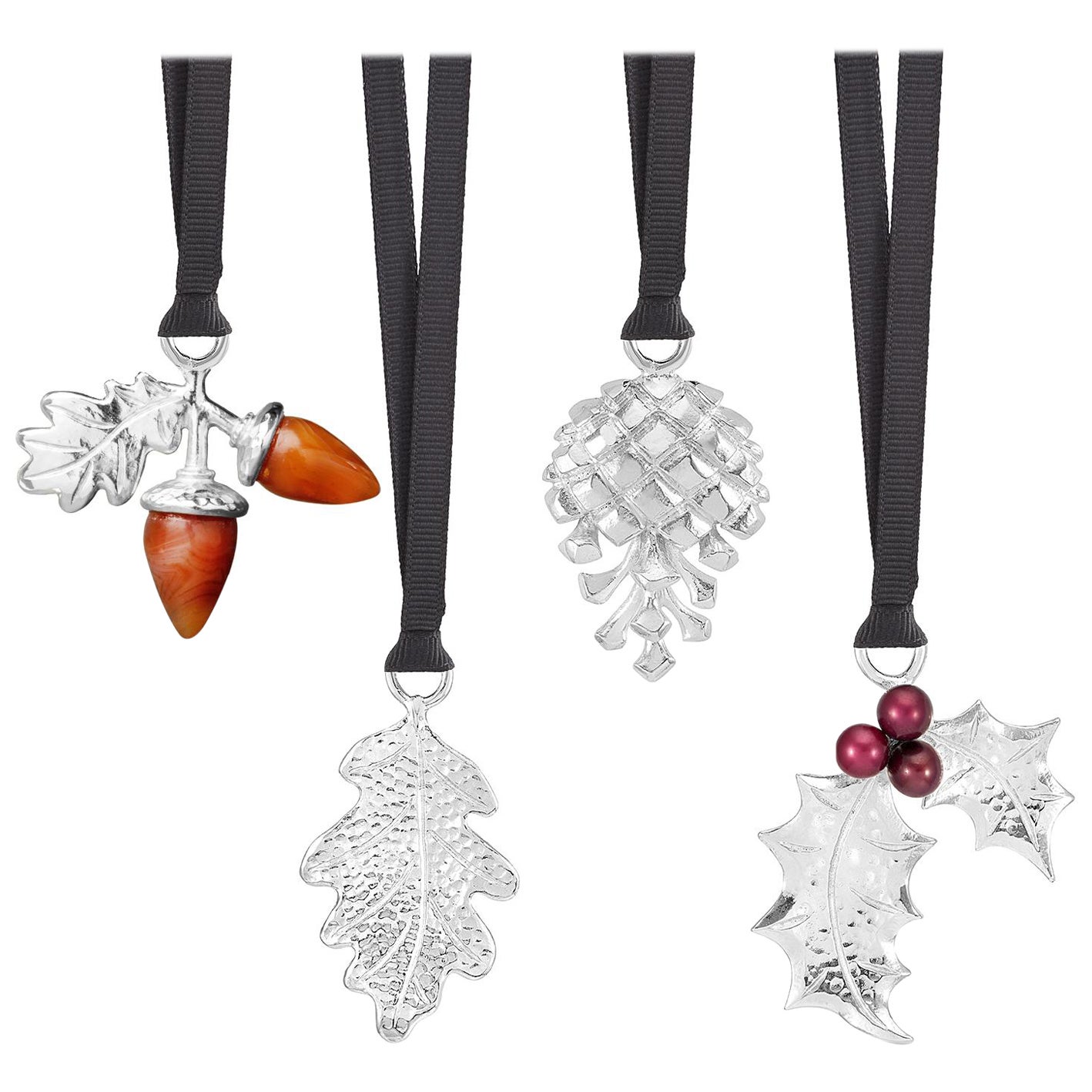 Woodland Christmas Decoration Set In Silver For Sale