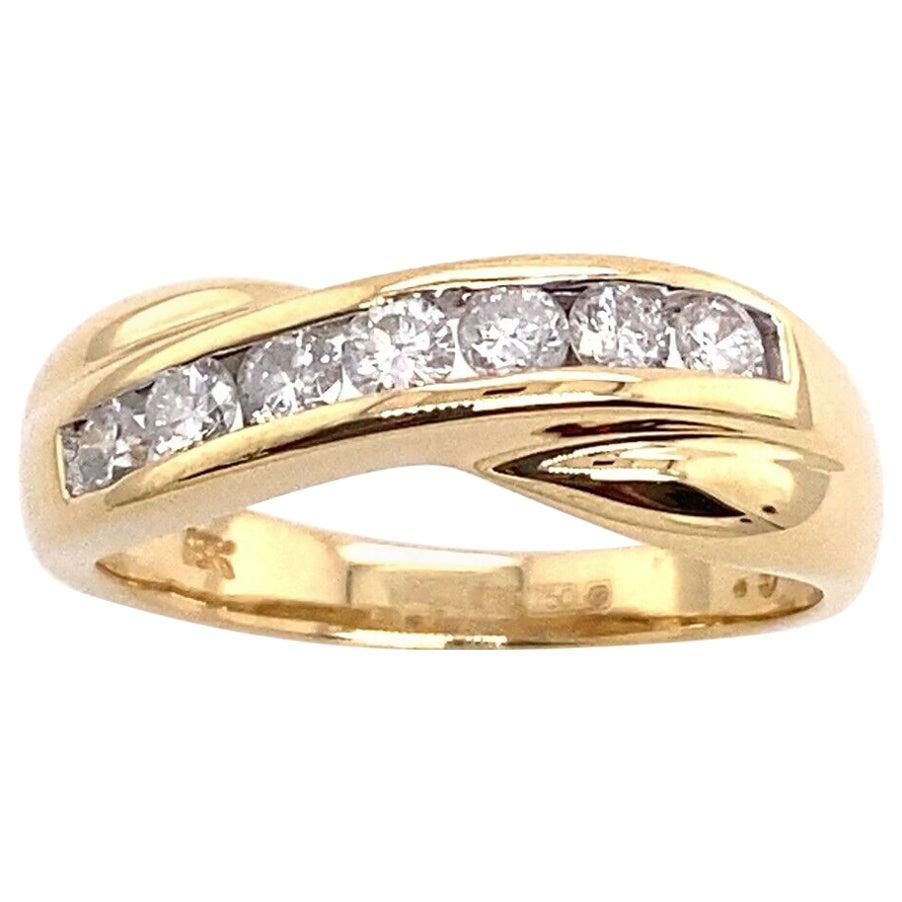 0.50ct Classic Diamond Channel Set Crossover Wedding Ring in 18ct Yellow Gold For Sale