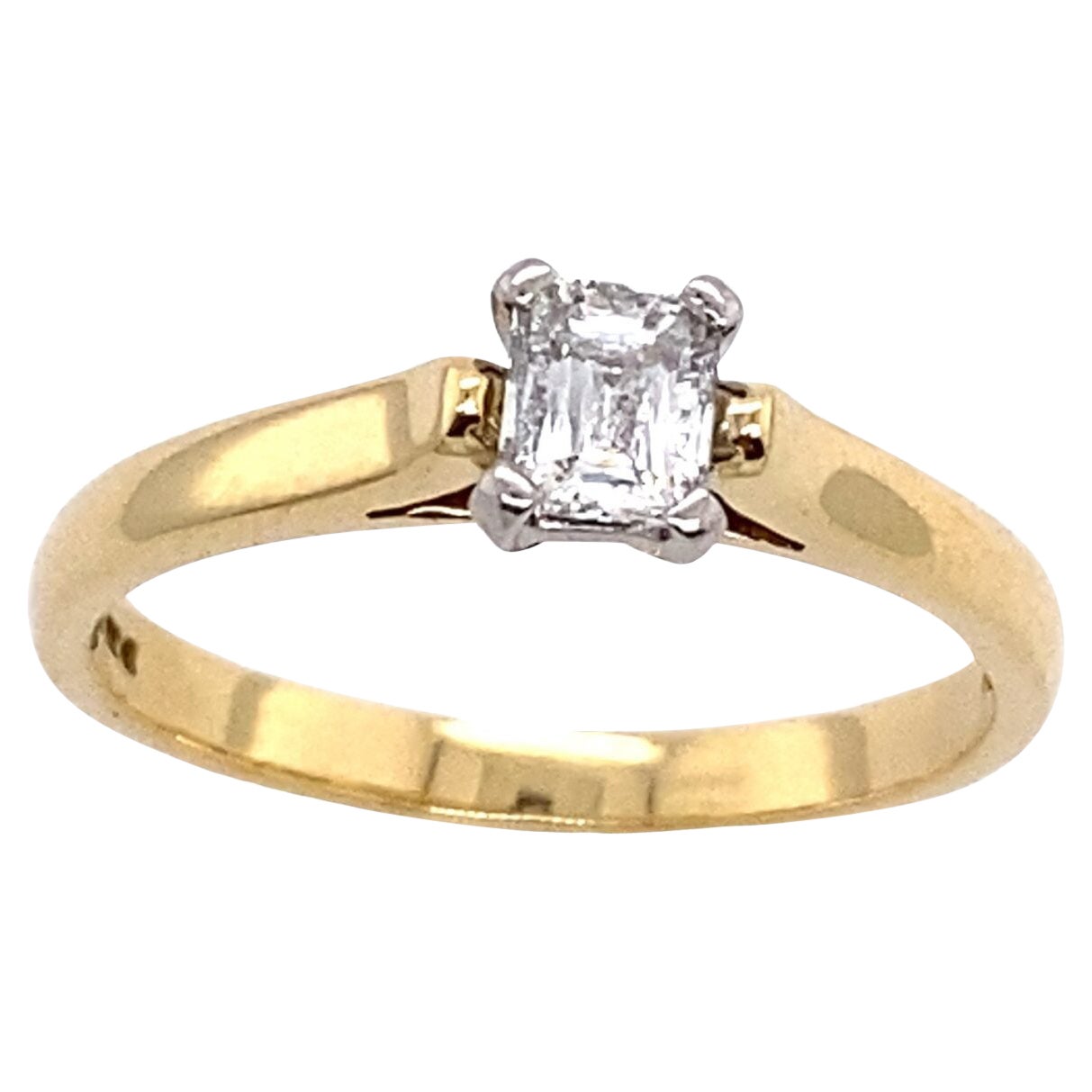 0.28ct G/VS1 Emerald Shape Criss-Cut Solitaire Ring in 18ct Yellow Gold