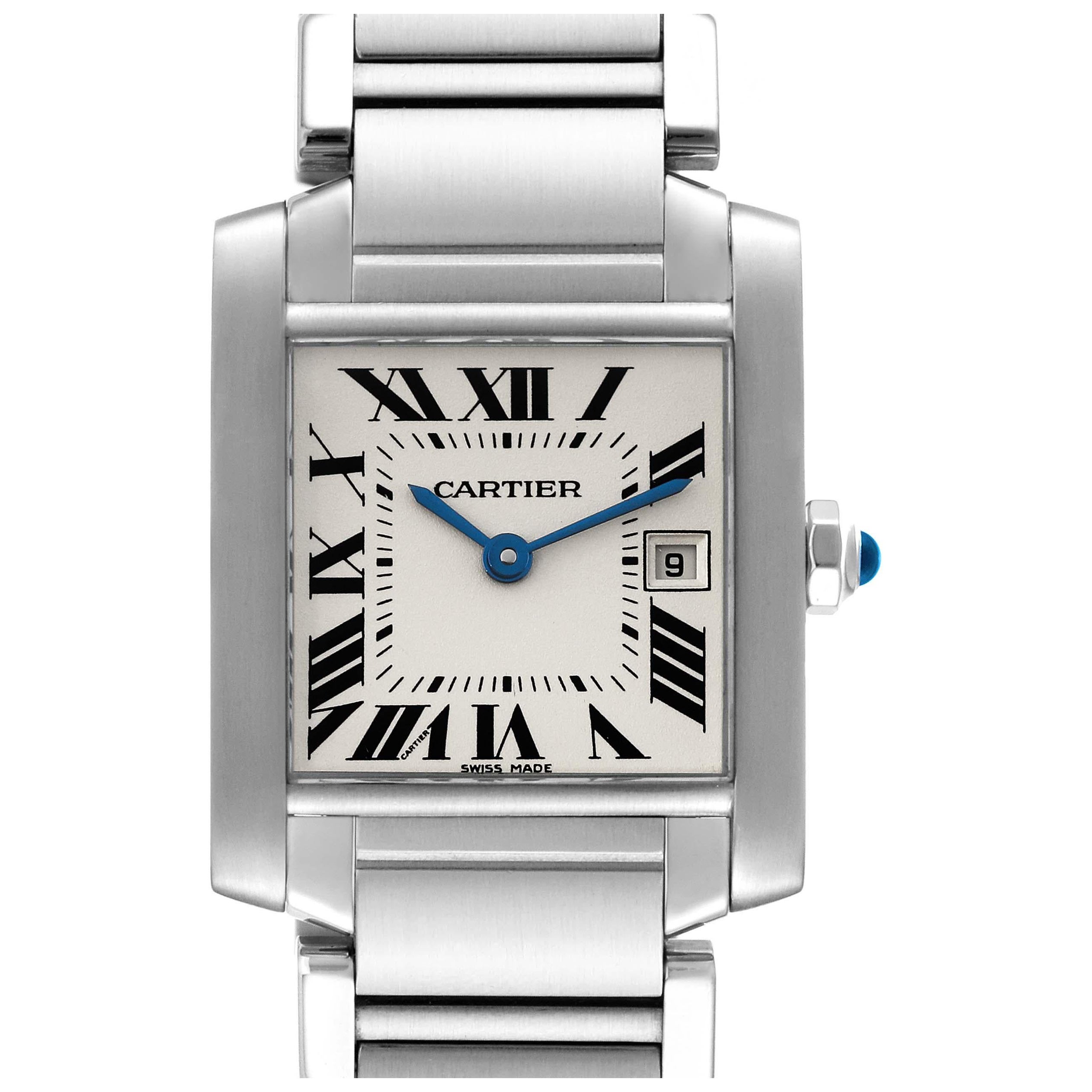 Cartier Tank Francaise Midsize Silver Dial Steel Ladies Watch W51011Q3