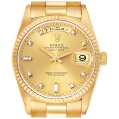 Rolex President Day-Date Yellow Gold Diamond Dial Mens Watch 18238