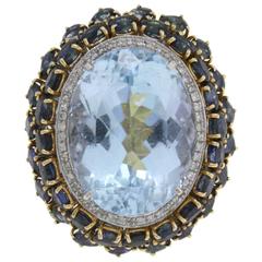 Luise Blue Topaz Diamond Saphire Gold Ring 2