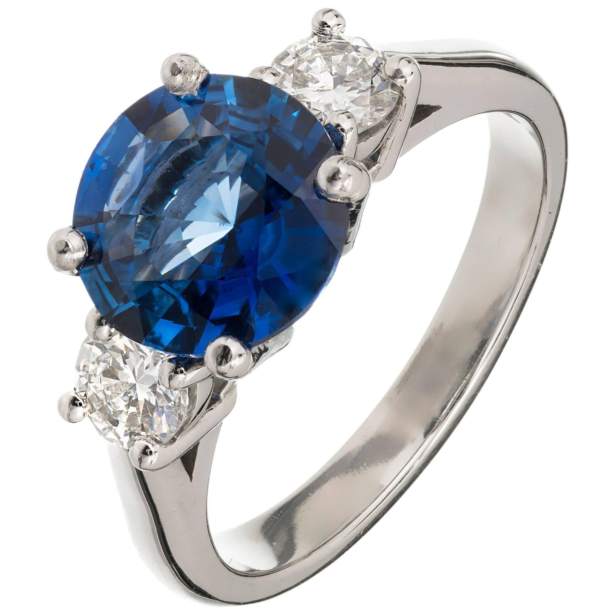 Peter Suchy 2.19 Carat Ceylon Sapphire Diamond Platinum Engagement Ring