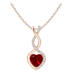 ANGARA Natürlicher Rubin Unendlichkeitsherz-Anhänger mit Diamanten in Roségold (5mm Rubin)