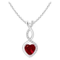 ANGARA Unendlichkeitsherz-Anhänger aus Platin mit natürlichem Rubin und Diamanten (5 mm Rubin)