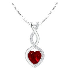 ANGARA Unendlichkeitsherz-Anhänger aus Platin mit natürlichem Rubin und Diamanten (6 mm Rubin)