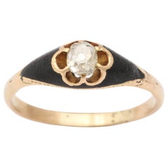 Victorian Black Enamel Diamond Ring