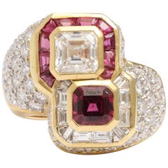 Ruby and Diamond Cross-over Ring