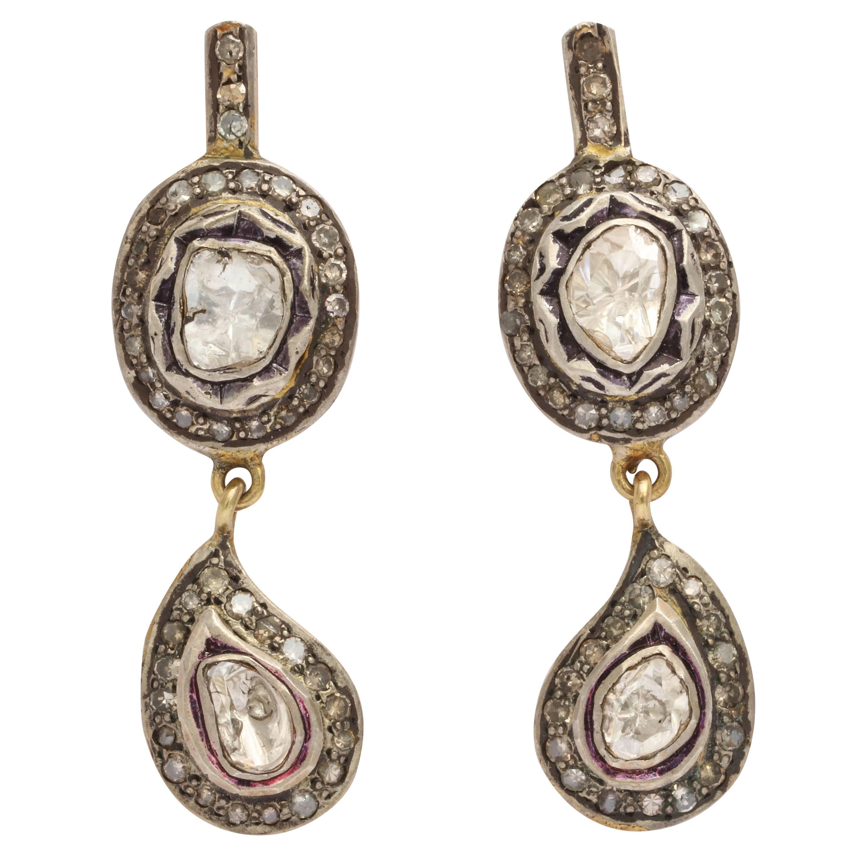 Rose Diamond Silver Gold Earrings