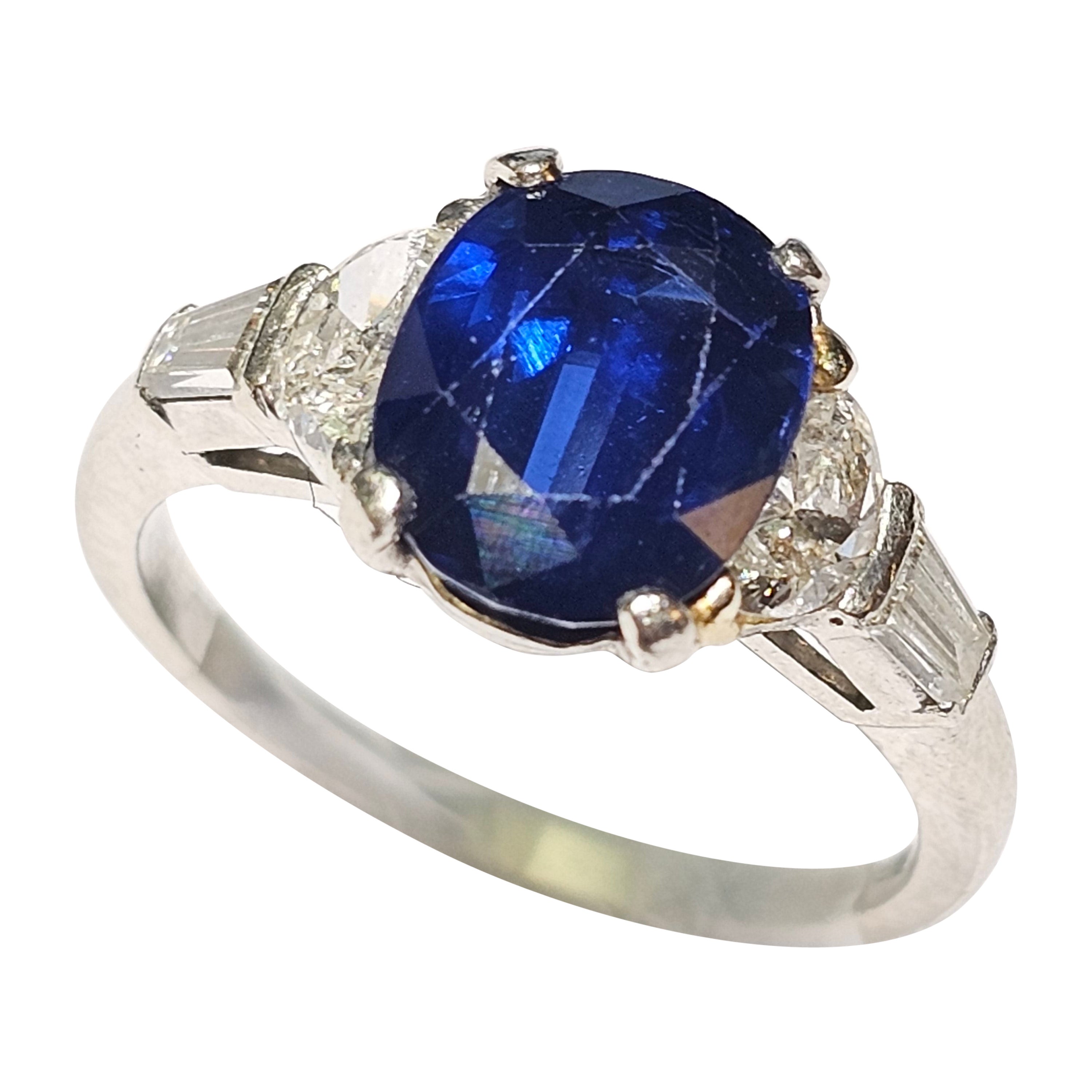 Oval Sapphire & Diamond Ring For Sale