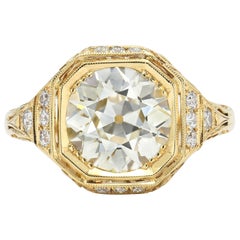 Anello con diamante Whitney Old European Cut realizzato a mano da Single Stone
