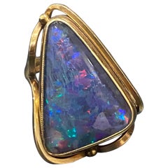 Retro c1960's Australian 4.50ct Opal 9K Yellow Gold Ring