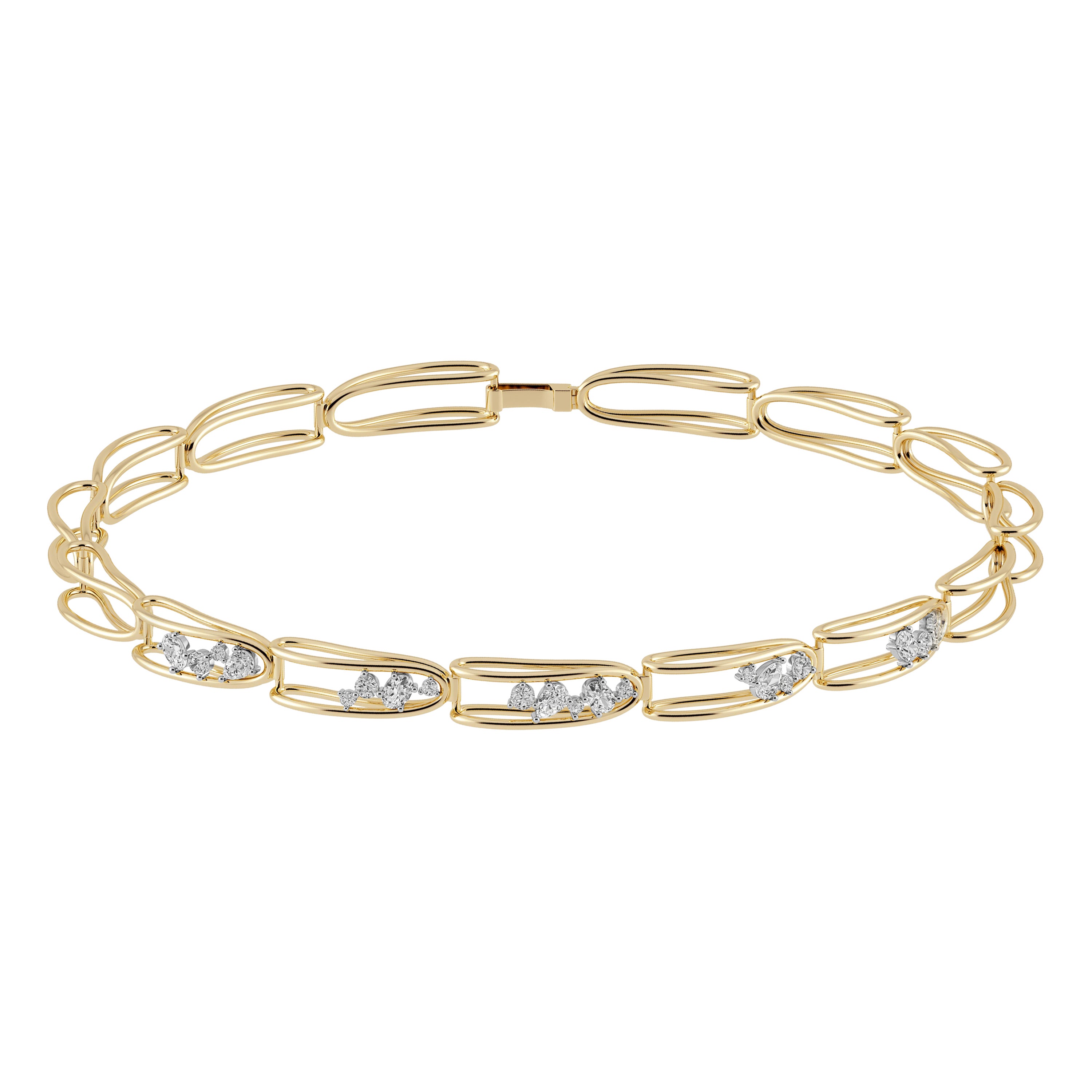 Rosario Navia Mara Foldes Link Choker II in oro 18 carati, platino e diamanti