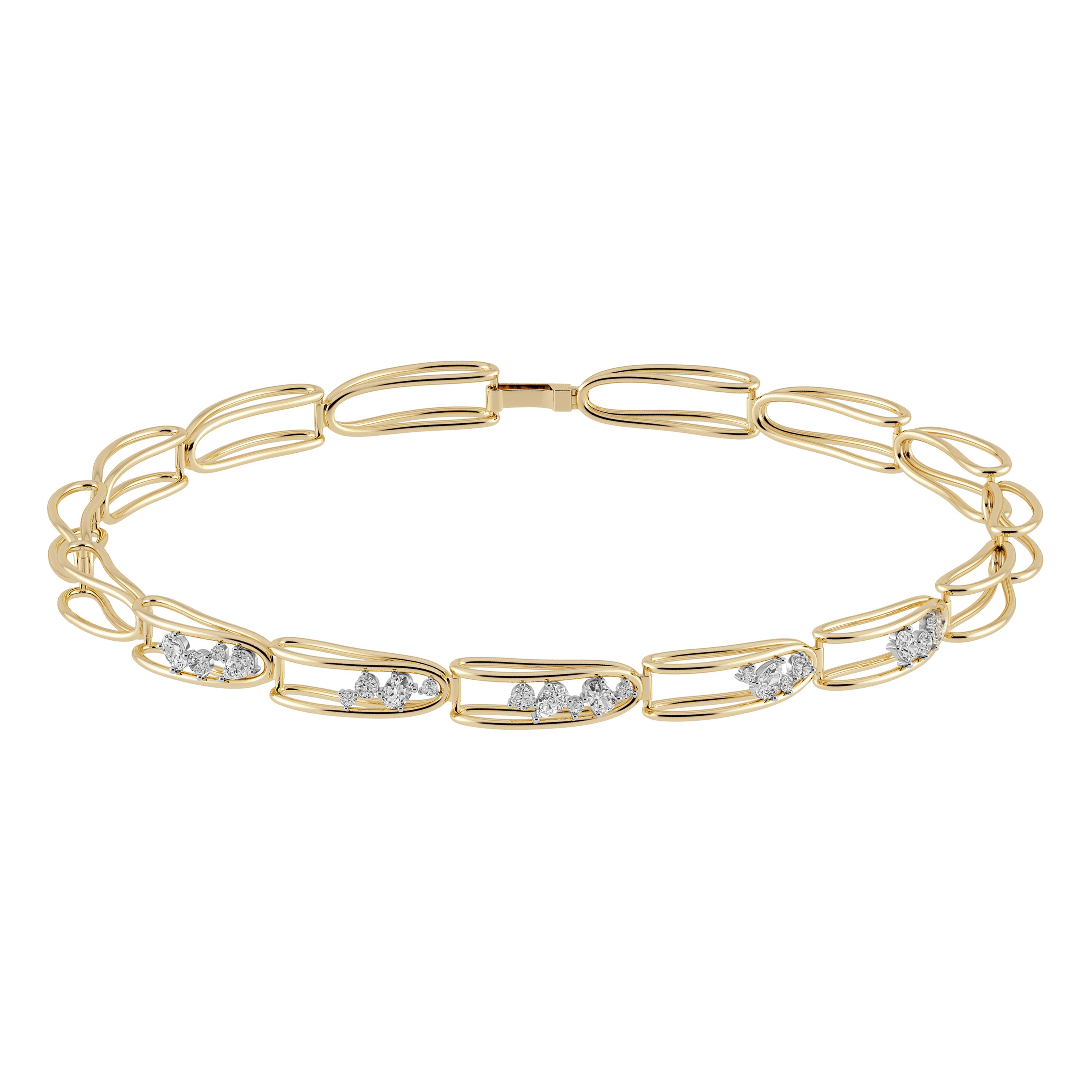 Rosario Navia Mara Folded Link Choker II in 18K Gold, Platinum, & Diamonds