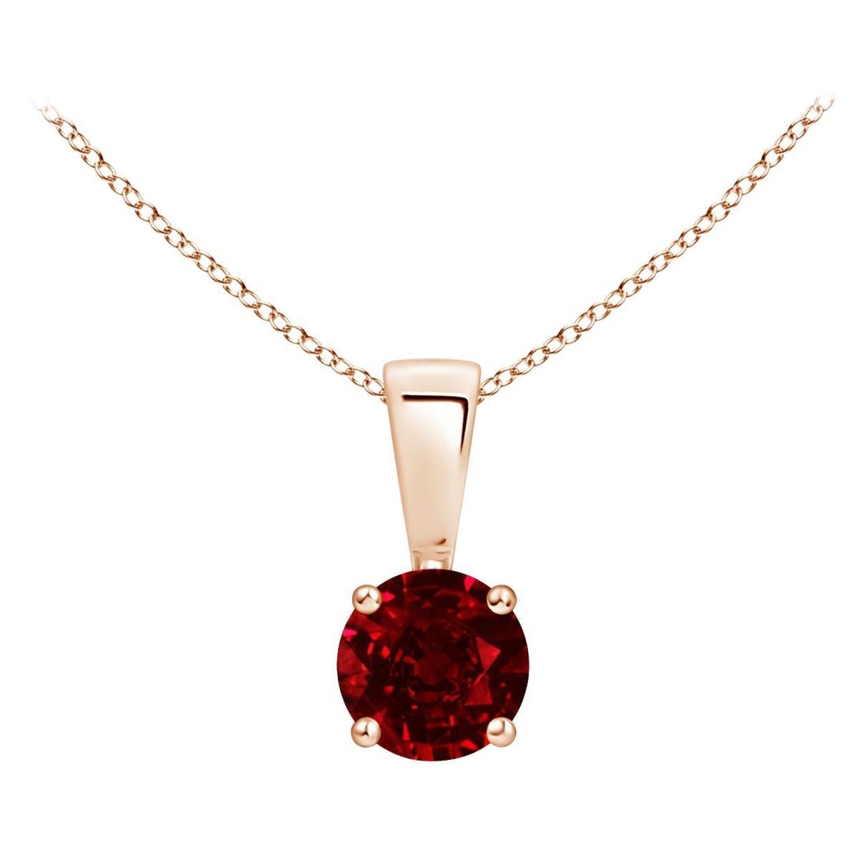 ANGARA Natural Classic Round Ruby Solitaire Pendant in Rose Gold (Size-4mm)