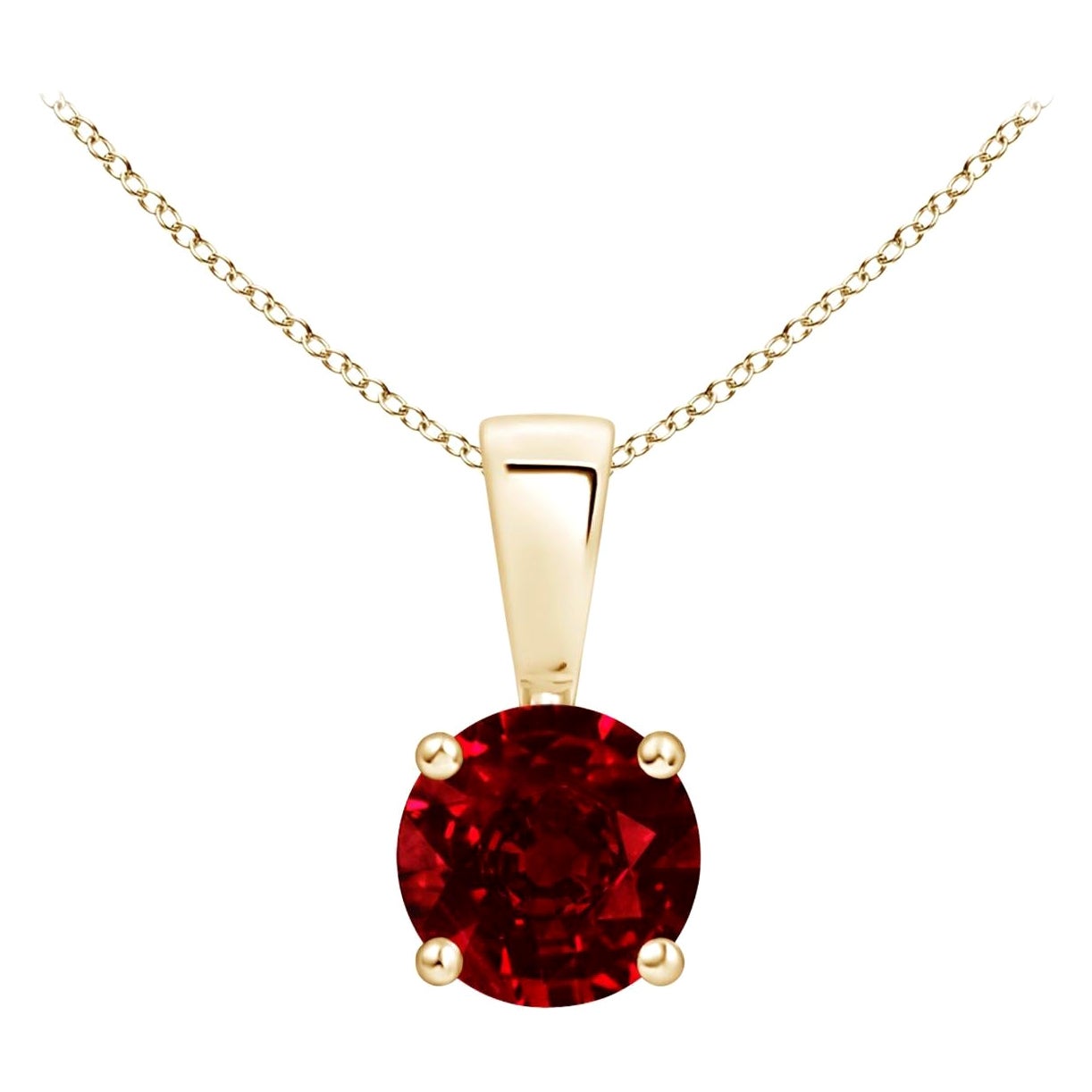ANGARA Natural Classic Round Ruby Solitaire Pendant in Yellow Gold (Size-5mm)