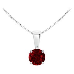 ANGARA Natural Classic Round Ruby Solitaire Pendant in White Gold (Size-4mm)