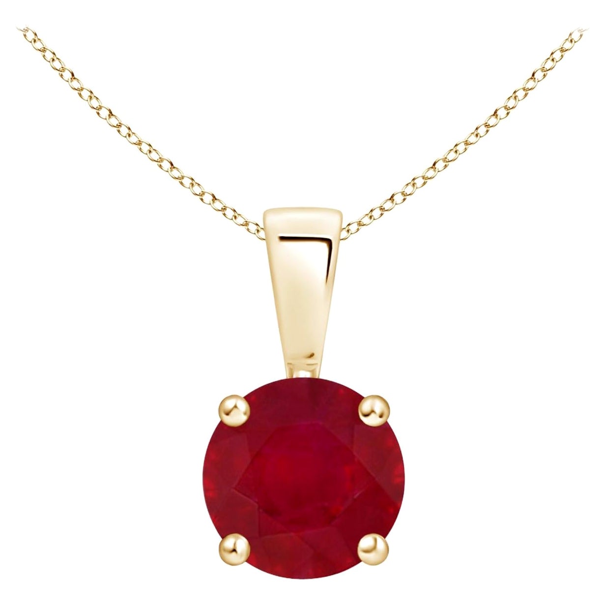 ANGARA Natural Classic Round  Ruby Solitaire Pendant in Yellow Gold (Size-6mm)