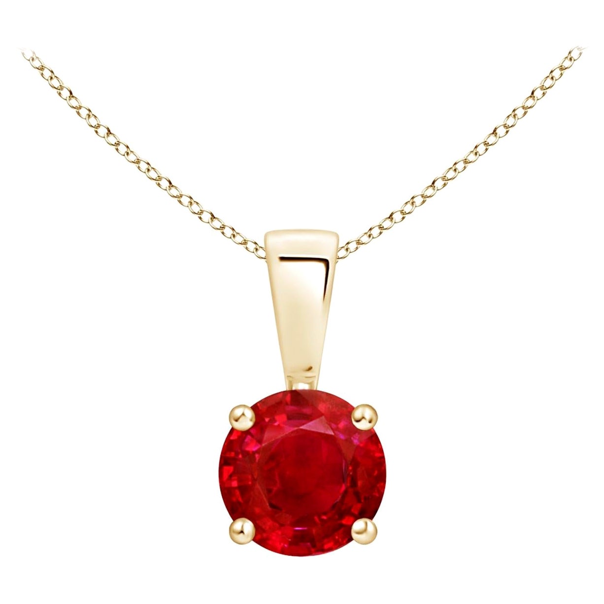 ANGARA Natural Classic Round Ruby Solitaire Pendant in Yellow Gold (Size-5mm)