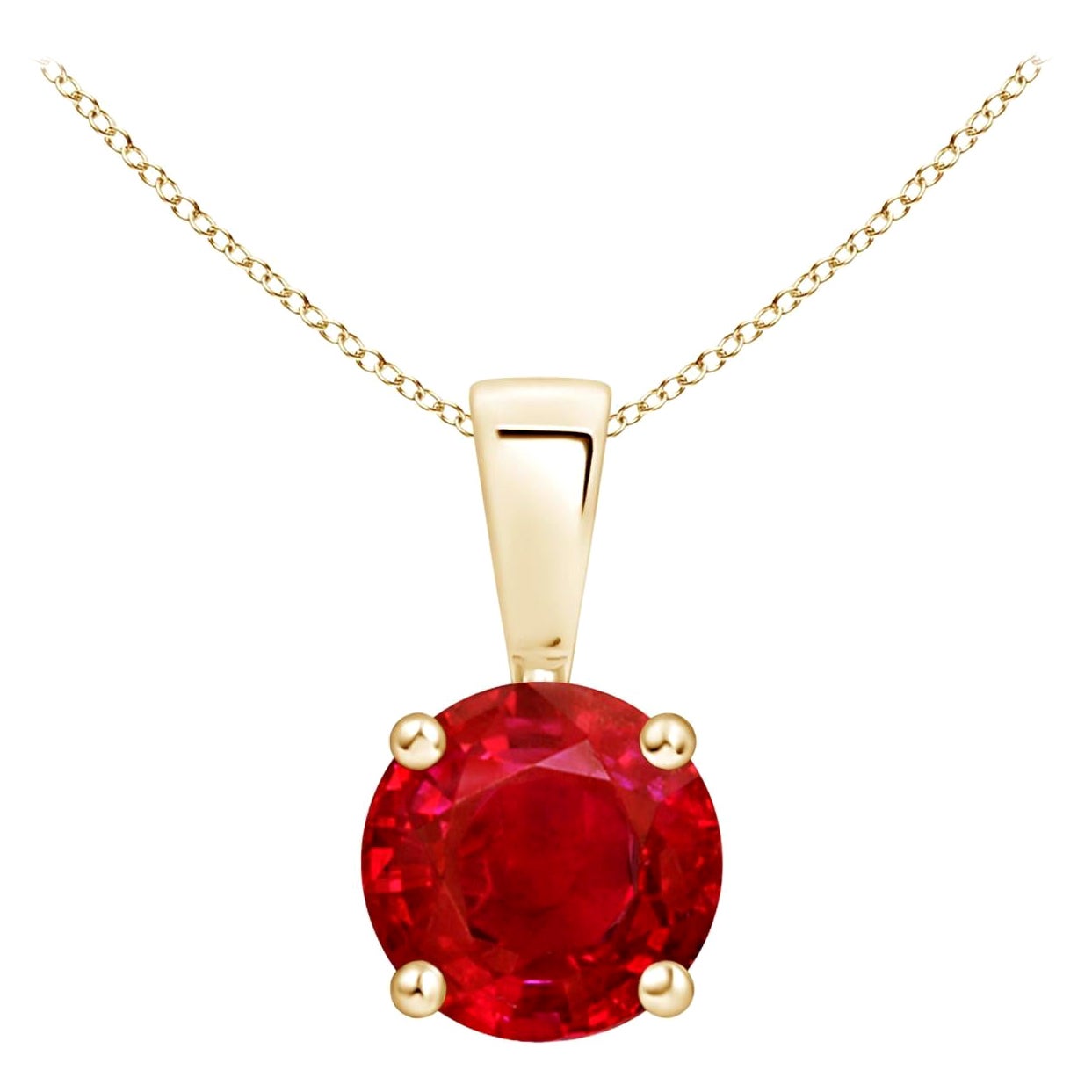 ANGARA Natural Classic Round  Ruby Solitaire Pendant in Yellow Gold (Size-6mm)