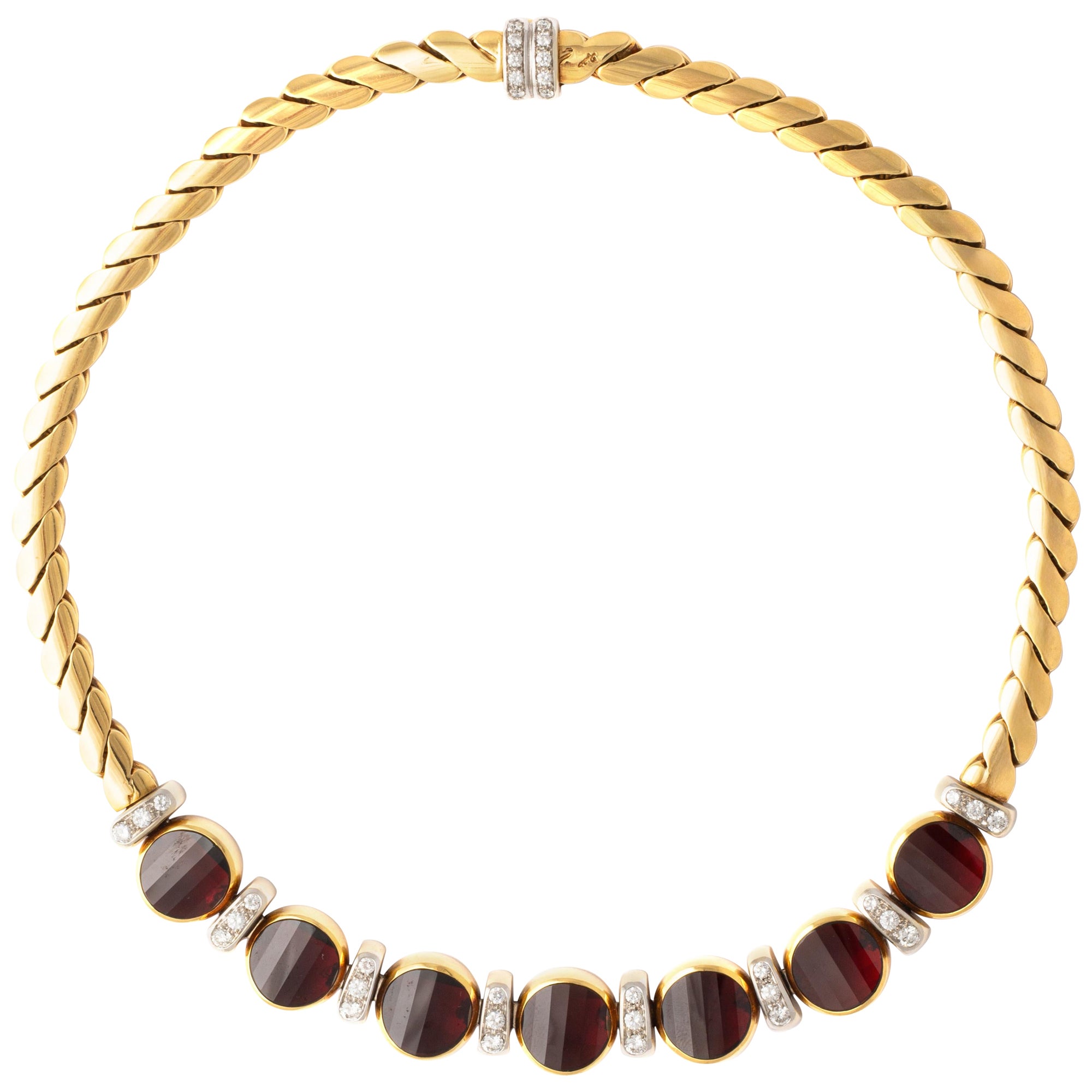 Pomellato Diamond Garnet Gold 18K Necklace For Sale