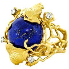 Organo-Chic Sixties Lapis Lazuli Gold Ring