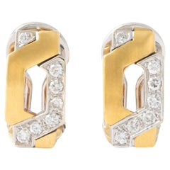 Clips d'oreilles en or jaune et blanc 18 carats