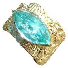 Susan Lister Locke Navette Cut Paraiba Tourmaline Gold Ring 6