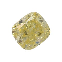 0.32 Carat Fancy Intense Yellow Cushion shaped diamond I1 Clarity GIA Certified