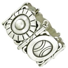 Hector Aguilar “Aztec Symbol” Sterling Cuff Bracelet