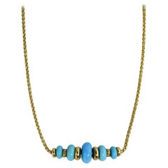 18K Yellow Gold David Yurman Turquoise Necklace, 5.3gr