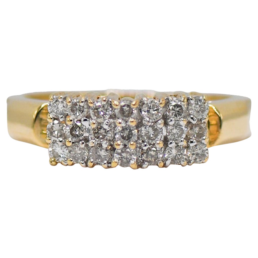 14k Yellow Gold Diamond Cluster Ring .35tdw, 4.4gr