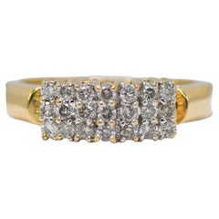 14k Yellow Gold Diamond Cluster Ring .35tdw, 4.4gr