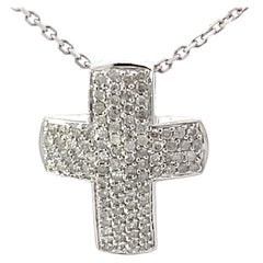 Cross Diamond Necklace Solid 14k White Gold