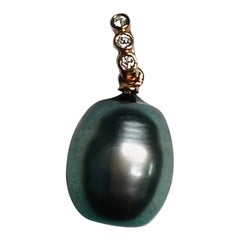 Gorgeous Luscious 14k Rose Gold 8.46 ct Tahitian Pearl w/ .02 ct Diamond Pendant