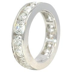 Eternity-Ring, erstaunlich 14k Weißgold Chanel Set Style 3,39 Karat Diamant