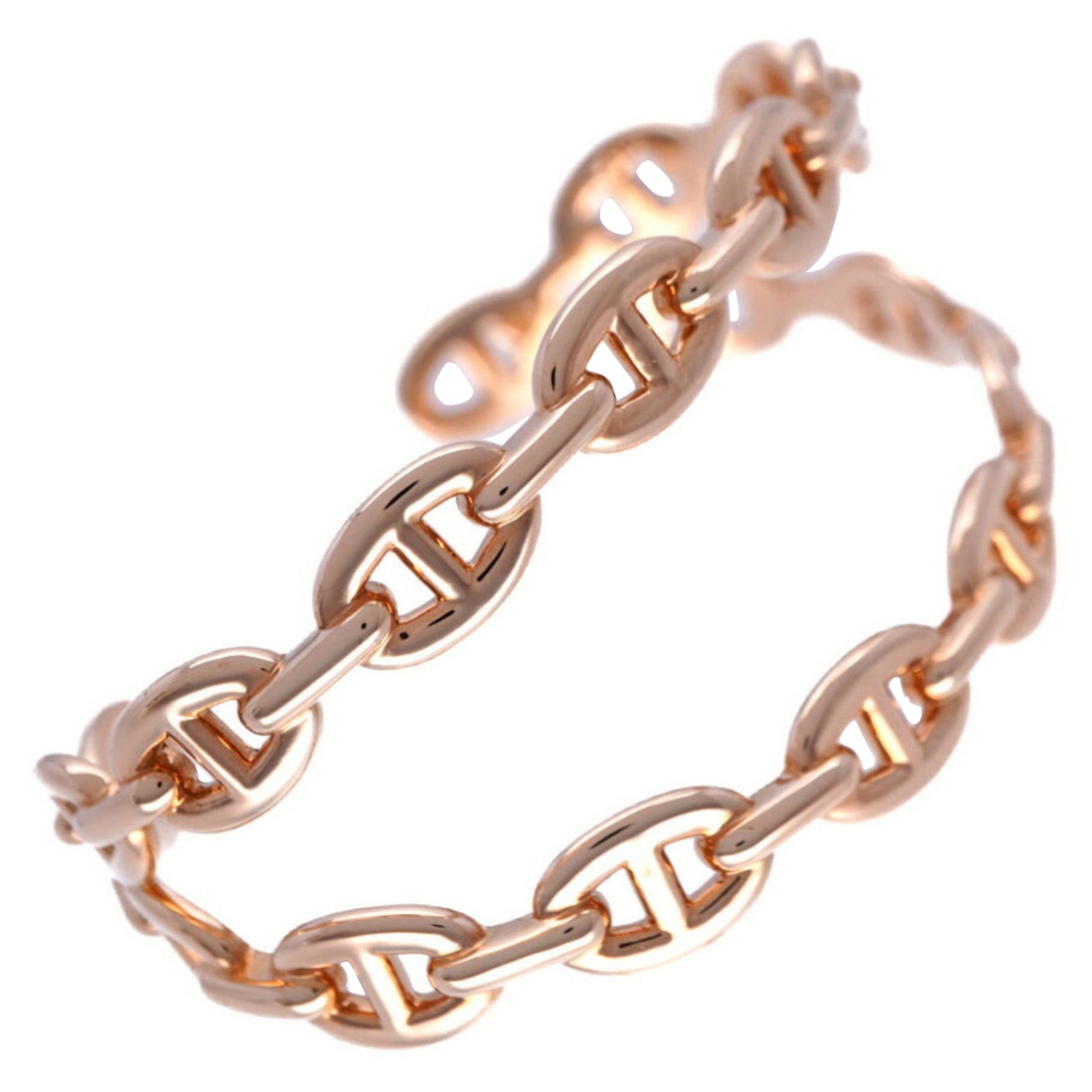 Hermes Chene D'Ancle Anchenee Double Bracelet in 18K Pink Gold For Sale
