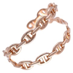 Vintage Hermes Chene D'Ancle Anchenee Double Bracelet in 18K Pink Gold